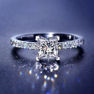 Princess Cut 925 Silver 0.76Ct Engagement CZ Ring